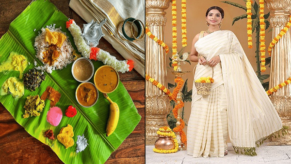 Customary Kerala Lunch With Saree Draping